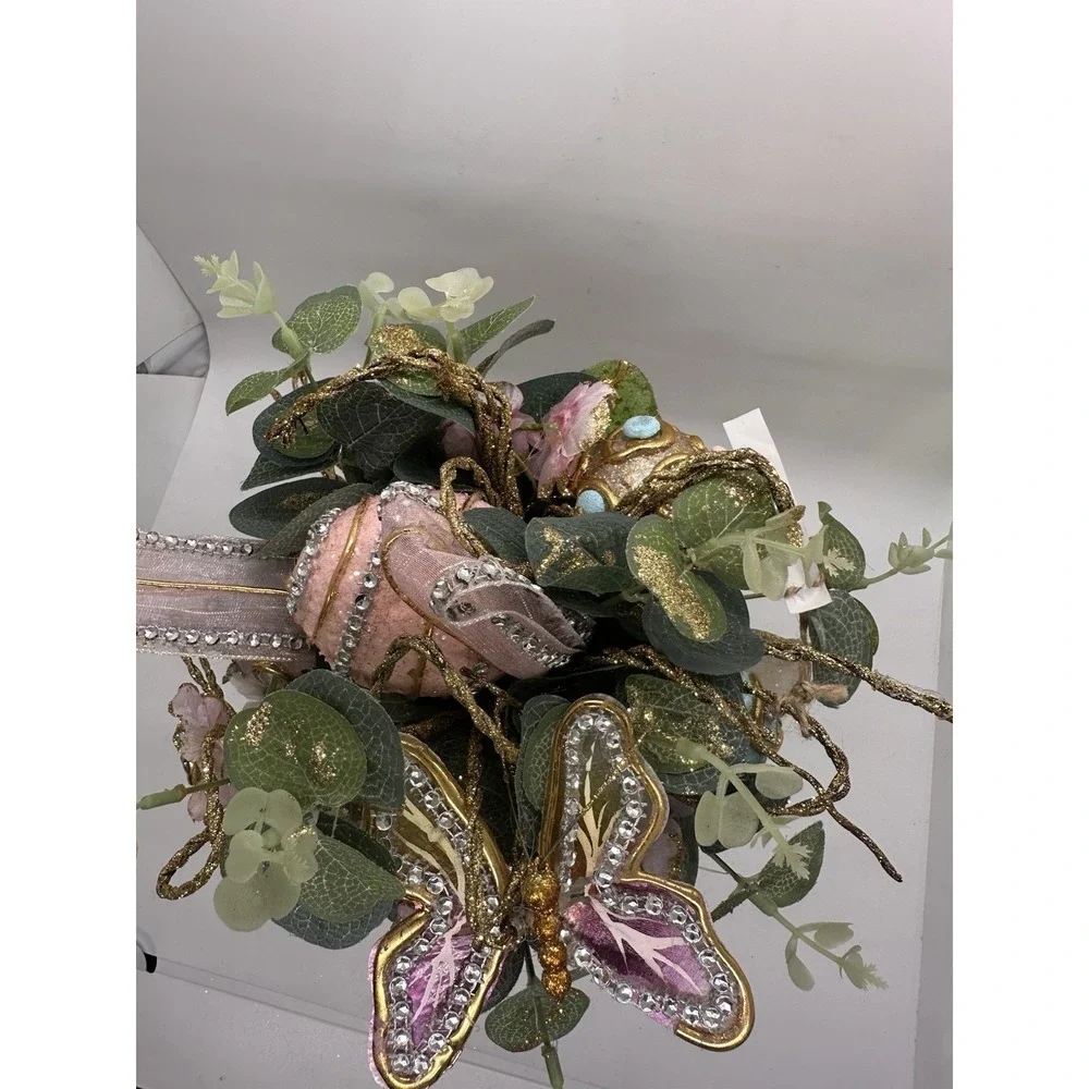 Pier 1 Capiz Easter‎ Egg Floral Arrangement Butterfly Centerpiece Decor